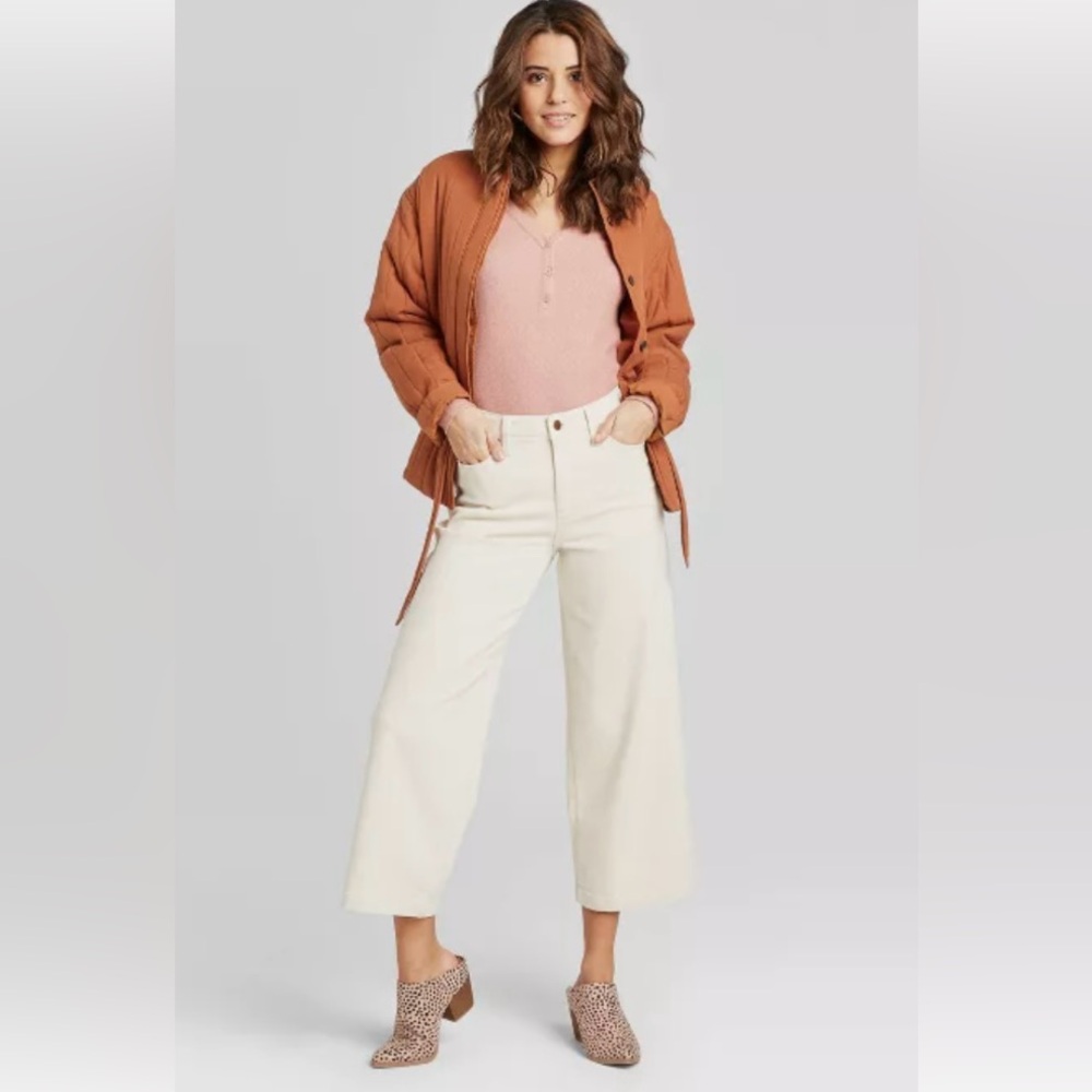 Universal Thread high rise wide leg cream crop jeans denim Sz 2